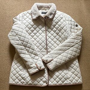 Lauren Ralph Lauren Cream Puffer Jacket with Diamond Quilting